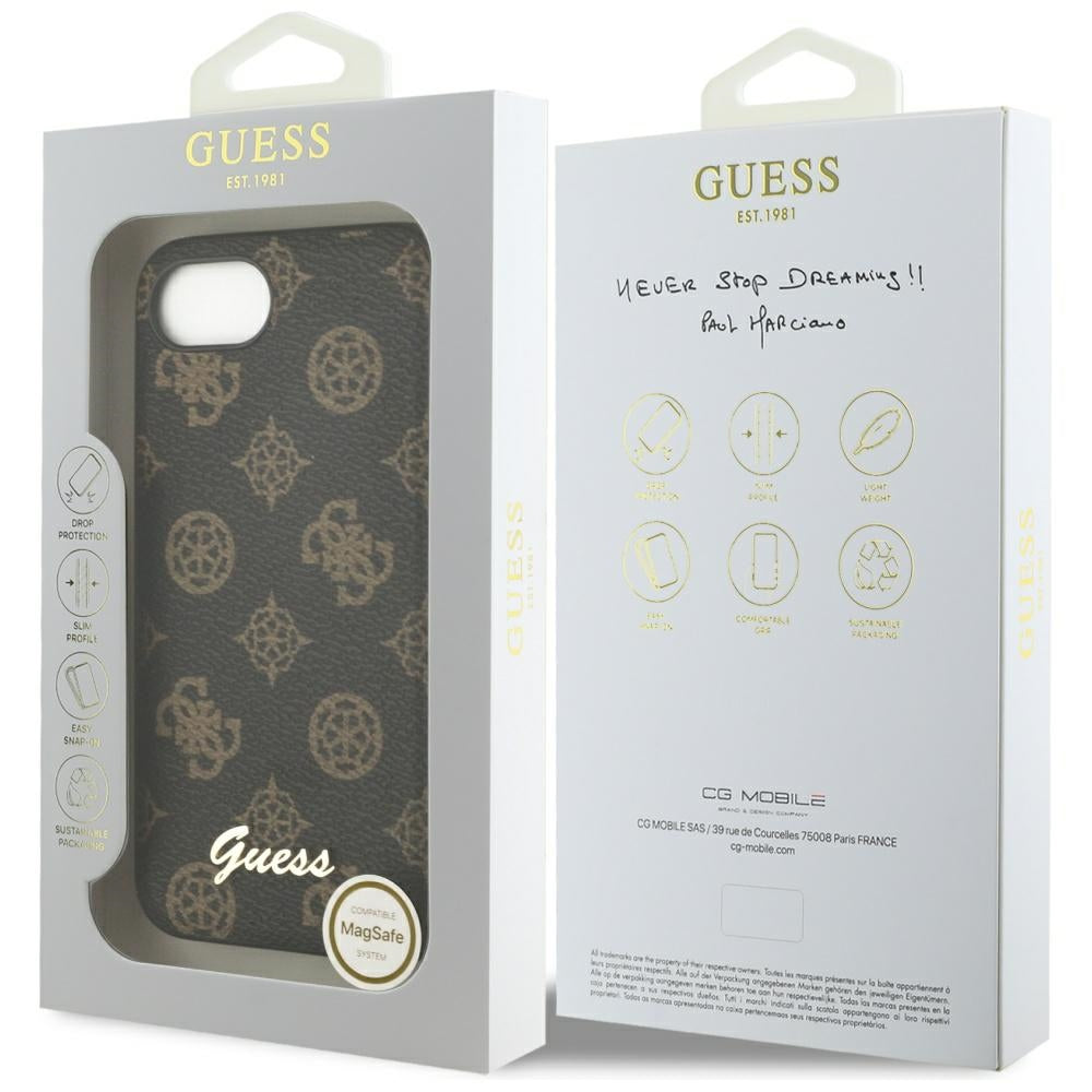 Futrola MagSafe za Apple iPhone 16e, Guess, Peony Script, Crna