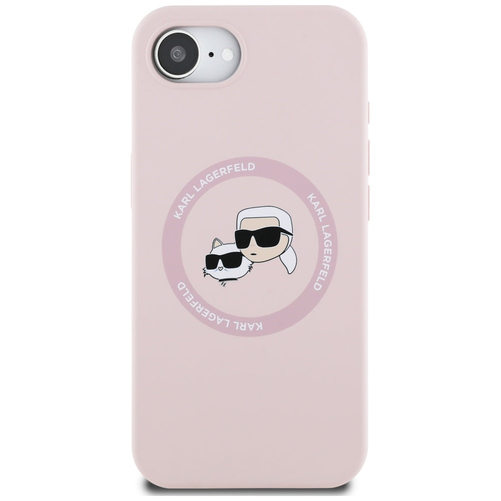 Futrola MagSafe za Apple iPhone 16e, Karl Lagerfeld, Silikonska Karl & Choupette's Heads, Roze