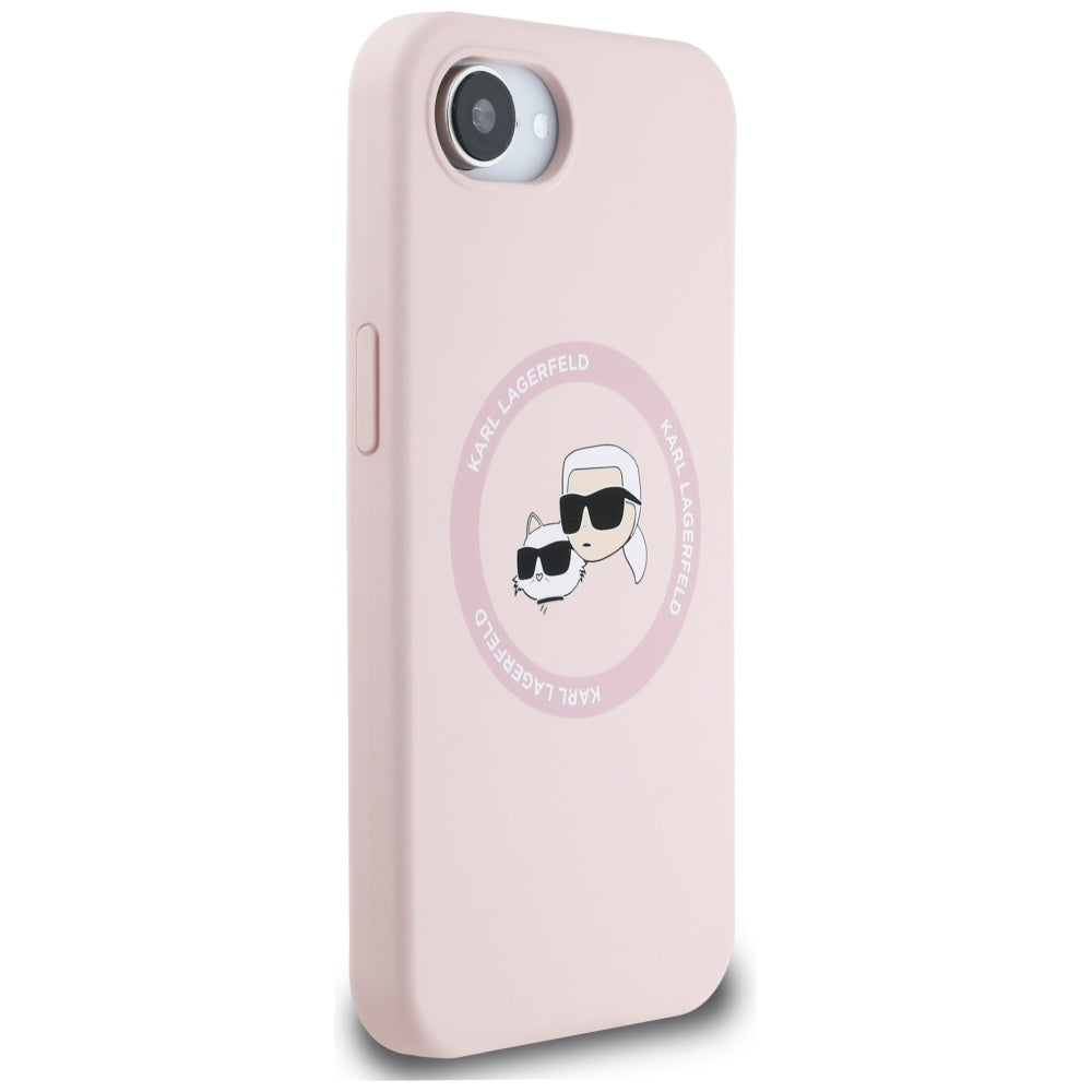 Futrola MagSafe za Apple iPhone 16e, Karl Lagerfeld, Silikonska Karl & Choupette's Heads, Roze