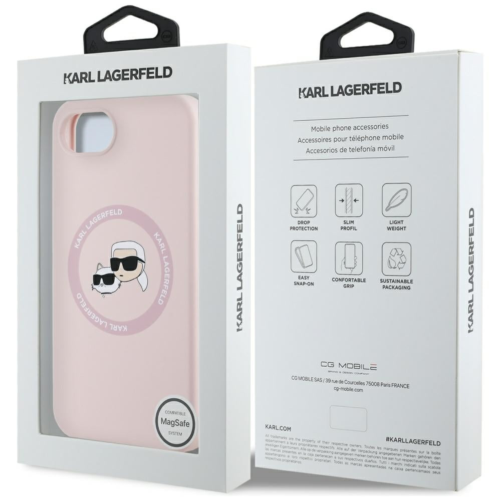 Futrola MagSafe za Apple iPhone 16e, Karl Lagerfeld, Silikonska Karl & Choupette's Heads, Roze