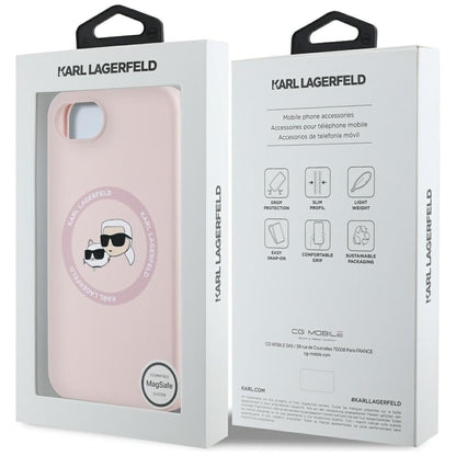Futrola MagSafe za Apple iPhone 16e, Karl Lagerfeld, Silikonska Karl & Choupette's Heads, Roze