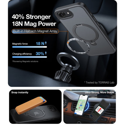 Futrola MagSafe za Apple iPhone 17e / 16e, Torras, Ostand Spin, Crna
