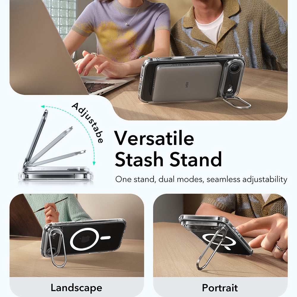 Futrola MagSafe za Apple iPhone 17 Air, ESR, Classic Hybrid Kickstand, Transparentna