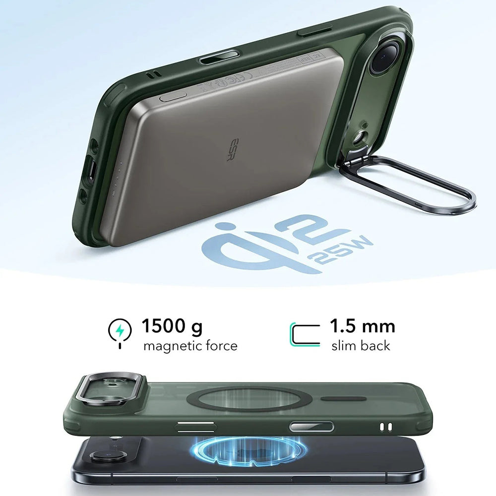 Futrola MagSafe za Apple iPhone 17 Air, ESR, Classic Hybrid Kickstand, Zelena Satenasta