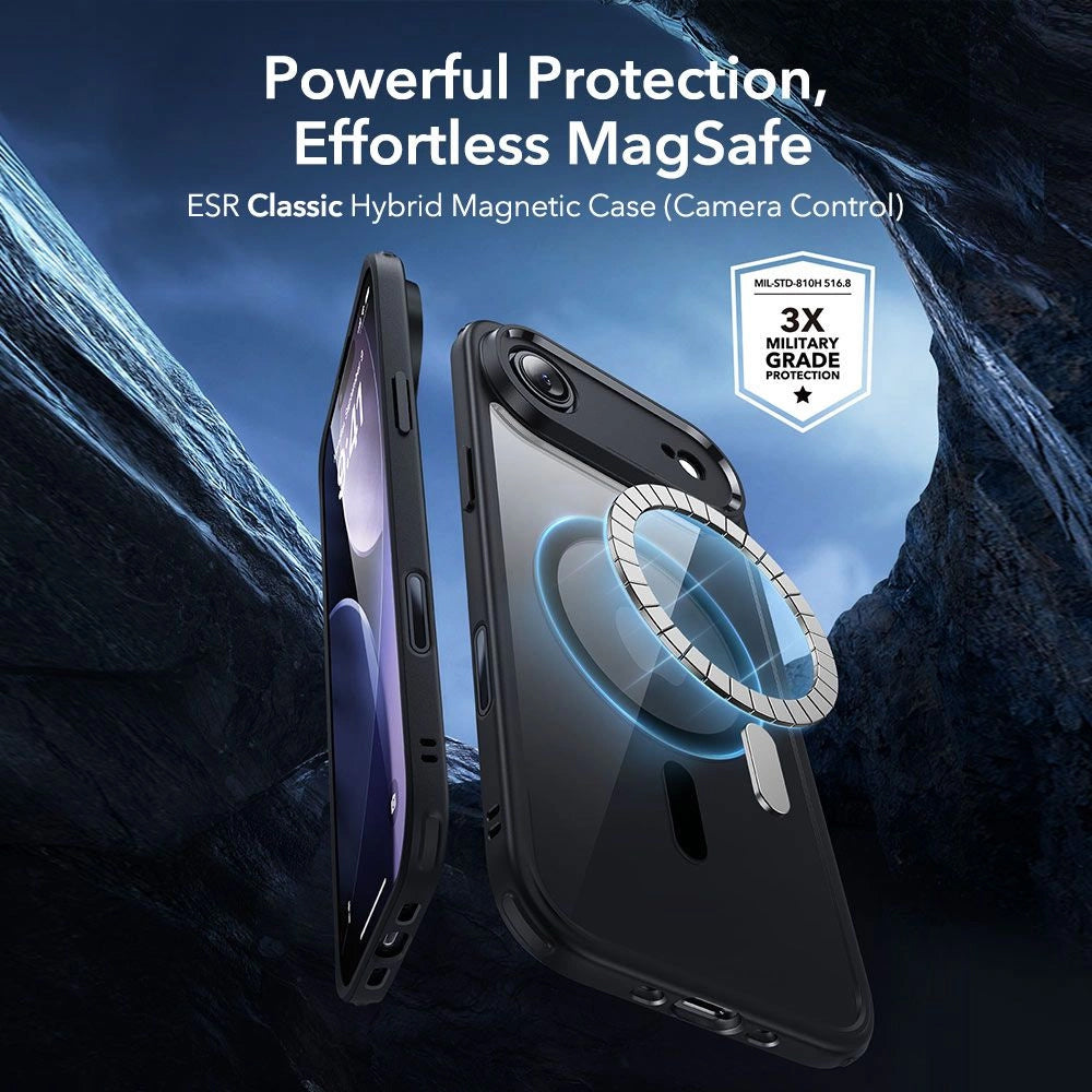 Futrola MagSafe za Apple iPhone 17 Air, ESR, Classic Hybrid sa zaštitnikom ekrana, Crna Transparentna