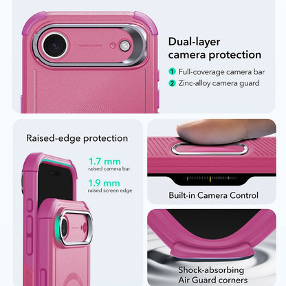 Futrola MagSafe za Apple iPhone 17 Air, ESR, Cyber Armor Kickstand, Roze