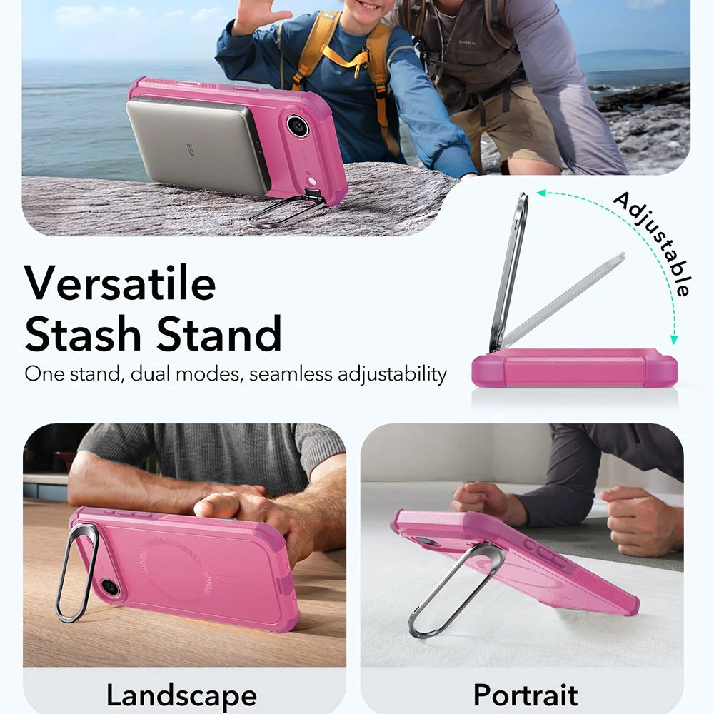 Futrola MagSafe za Apple iPhone 17 Air, ESR, Cyber Armor Kickstand, Roze