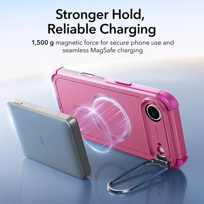 Futrola MagSafe za Apple iPhone 17 Air, ESR, Cyber Armor Kickstand, Roze