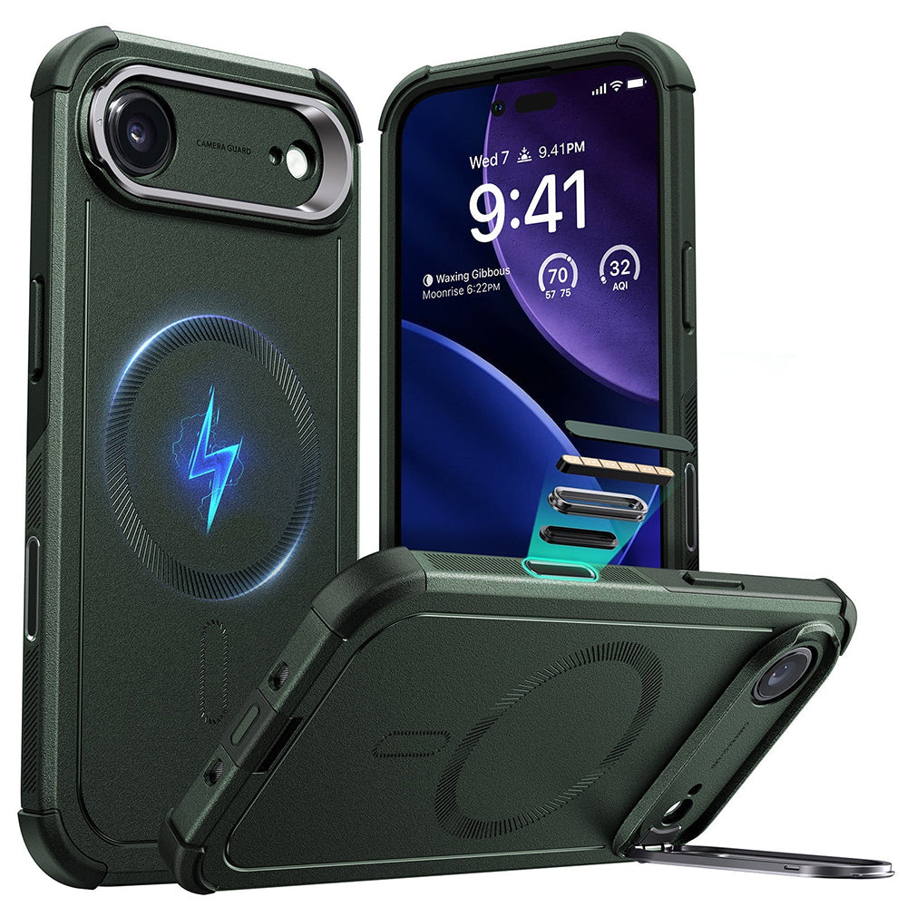 Futrola MagSafe za Apple iPhone 17 Air, ESR, Cyber Armor Kickstand, Zelena