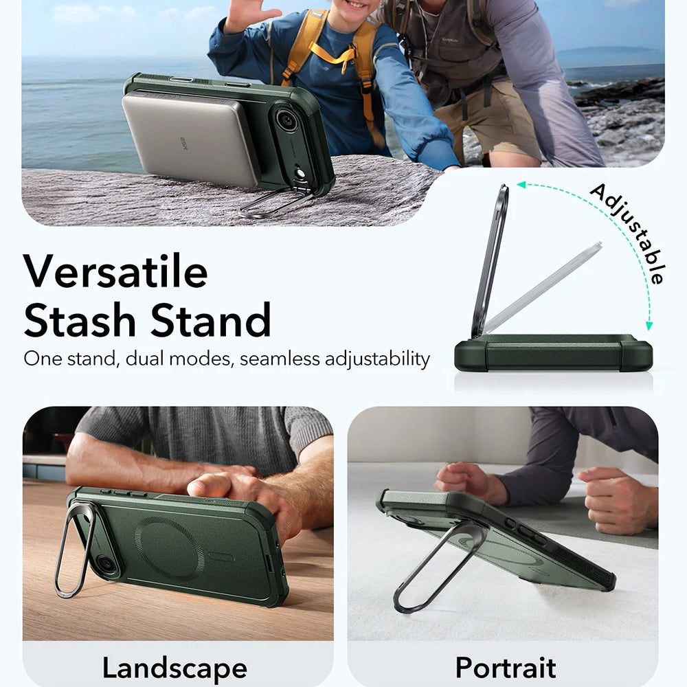 Futrola MagSafe za Apple iPhone 17 Air, ESR, Cyber Armor Kickstand, Zelena