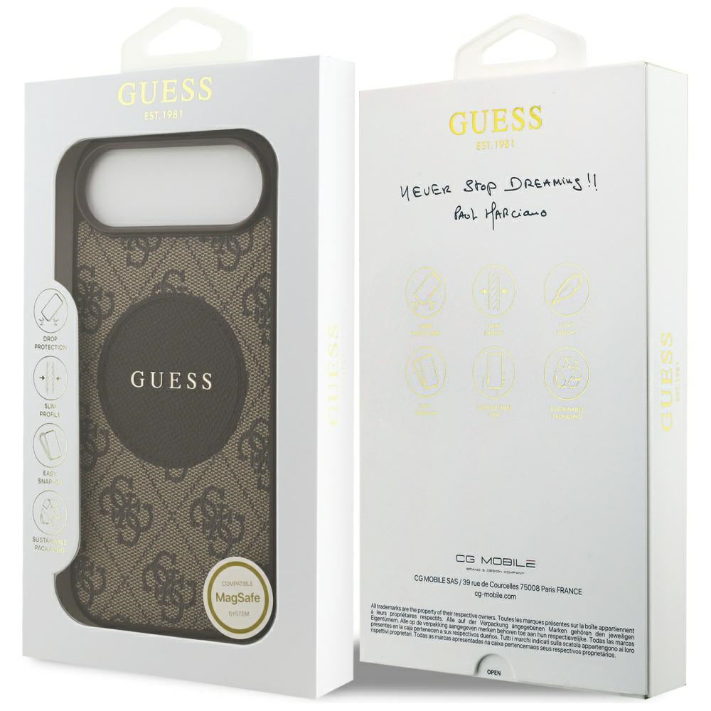 Futrola MagSafe za Apple iPhone 17 Air, Guess, 4G Circle Classic Logo, Braon