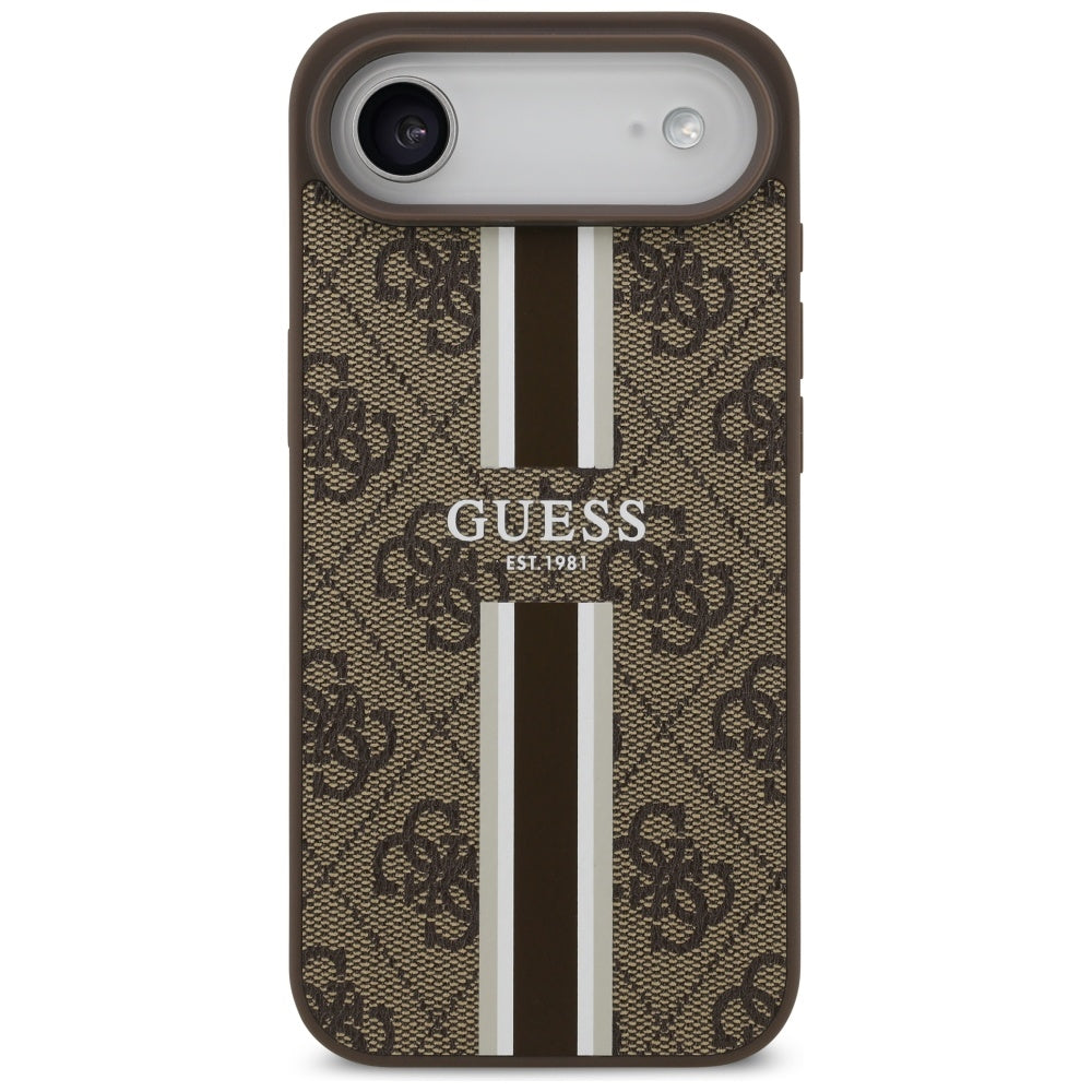 Husa MagSafe za Apple iPhone 17 Air, Guess, 4G Printed Stripes, Braon