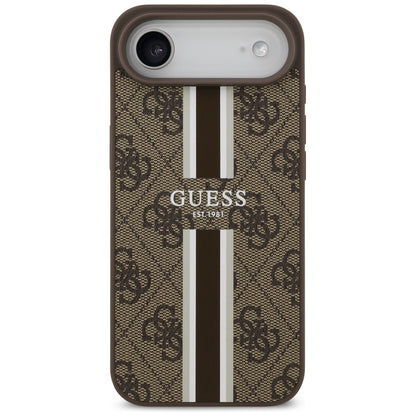 Husa MagSafe za Apple iPhone 17 Air, Guess, 4G Printed Stripes, Braon