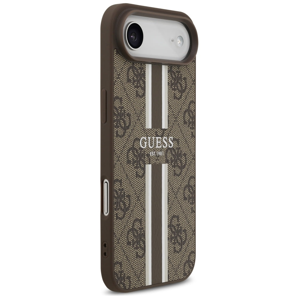 Husa MagSafe za Apple iPhone 17 Air, Guess, 4G Printed Stripes, Braon