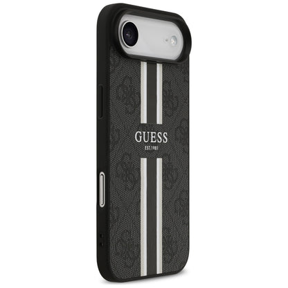 Husa MagSafe za Apple iPhone 17 Air, Guess, 4G Printed Stripes, Crna
