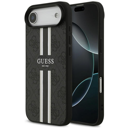 Husa MagSafe za Apple iPhone 17 Air, Guess, 4G Printed Stripes, Crna