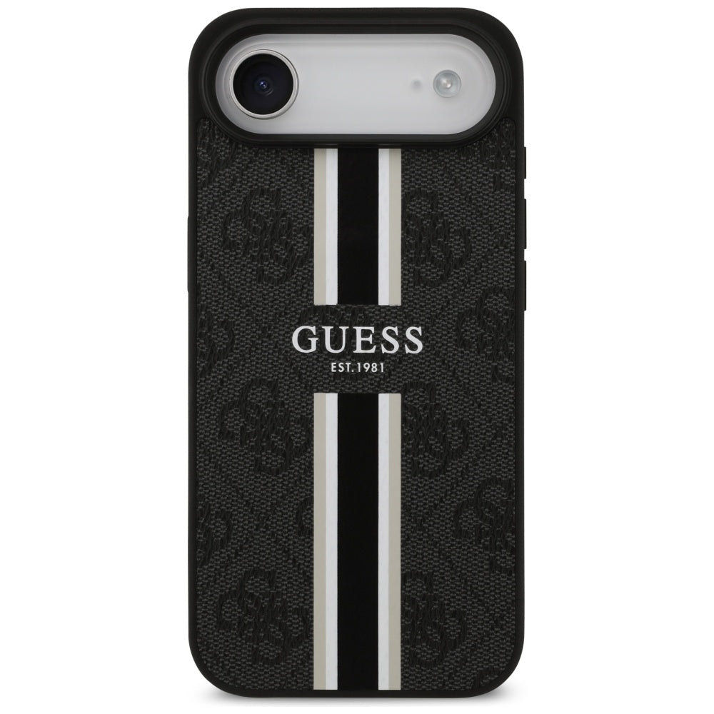 Husa MagSafe za Apple iPhone 17 Air, Guess, 4G Printed Stripes, Crna