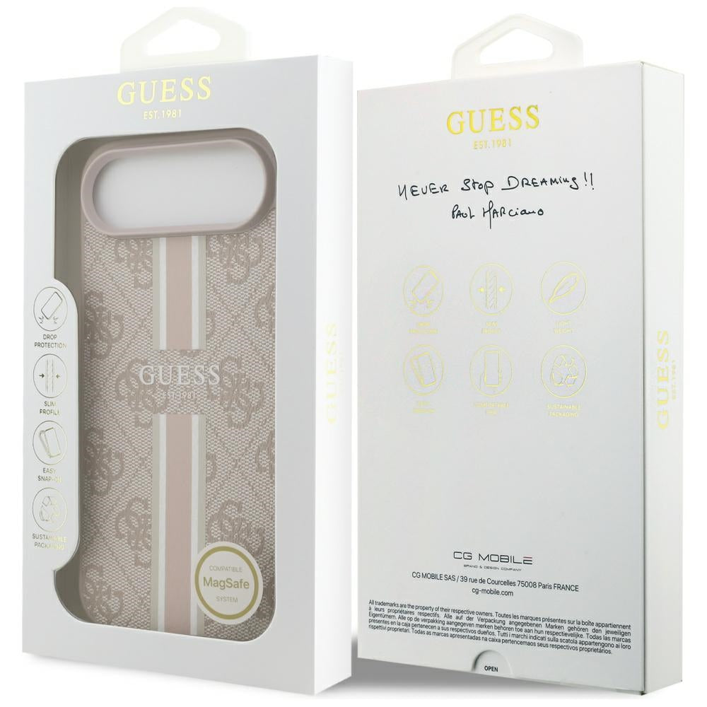 Futrola MagSafe za Apple iPhone 17 Air, Guess, 4G Printed Stripes, Roze