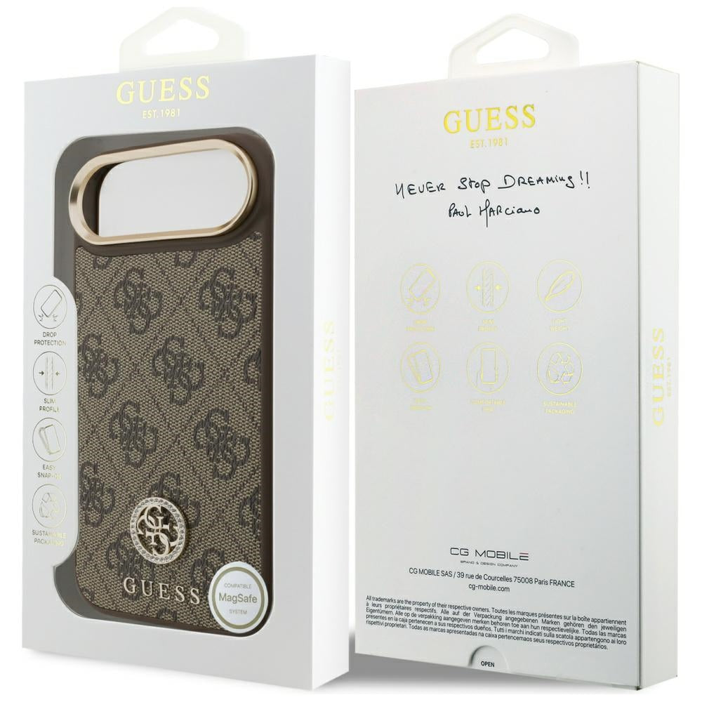 Futrola MagSafe za Apple iPhone 17 Air, Guess, 4G Strass Logo, Braon
