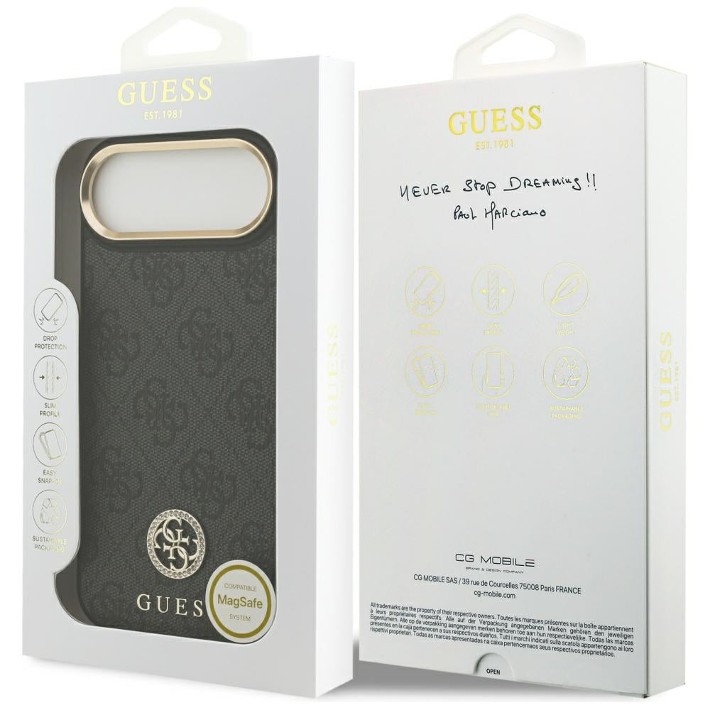 Futrola MagSafe za Apple iPhone 17 Air, Guess, 4G Strass Logo, Crna