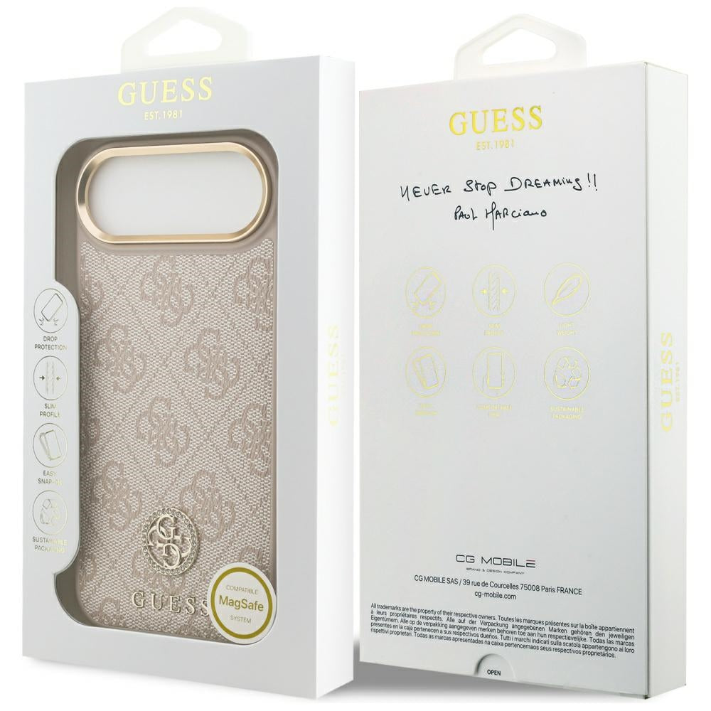 Futrola MagSafe za Apple iPhone 17 Air, Guess, 4G Strass Logo, Roze
