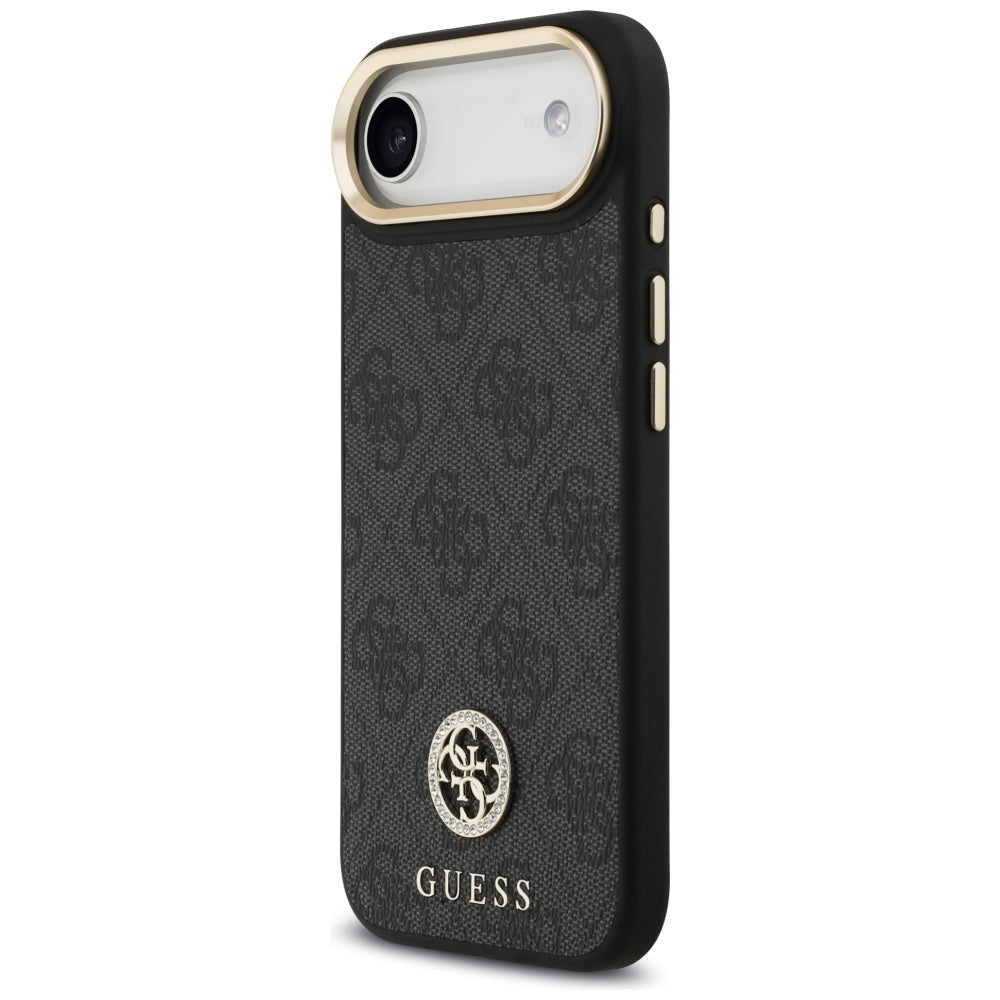 Husa MagSafe za Apple iPhone 17 Air, Guess, 4G Strass Logo with Big Strap, Crna