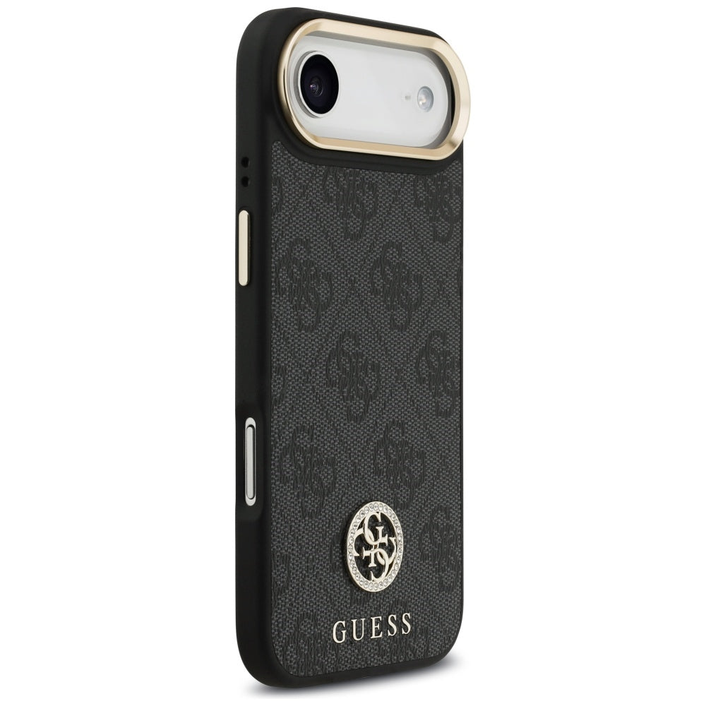 Husa MagSafe za Apple iPhone 17 Air, Guess, 4G Strass Logo with Big Strap, Crna