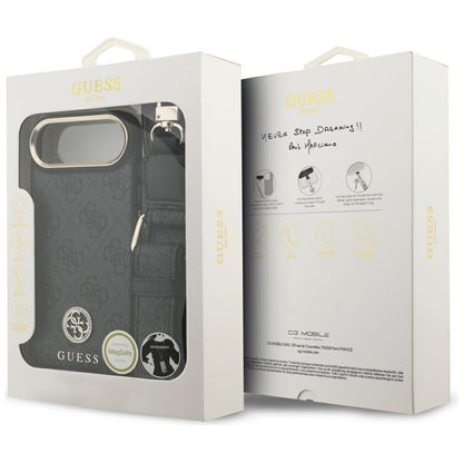 Husa MagSafe za Apple iPhone 17 Air, Guess, 4G Strass Logo with Big Strap, Crna