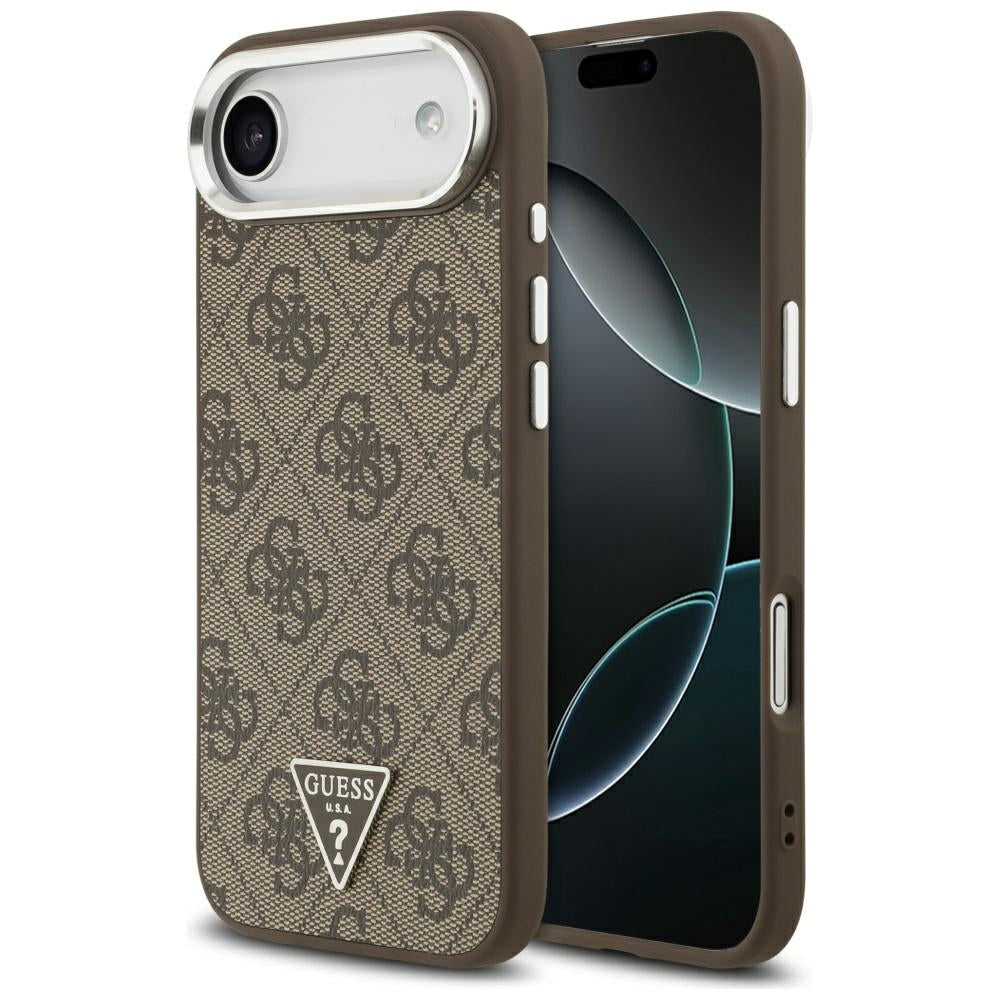 Husa MagSafe za Apple iPhone 17 Air, Guess, 4G Triangle Logo, Smeđe Srebrna