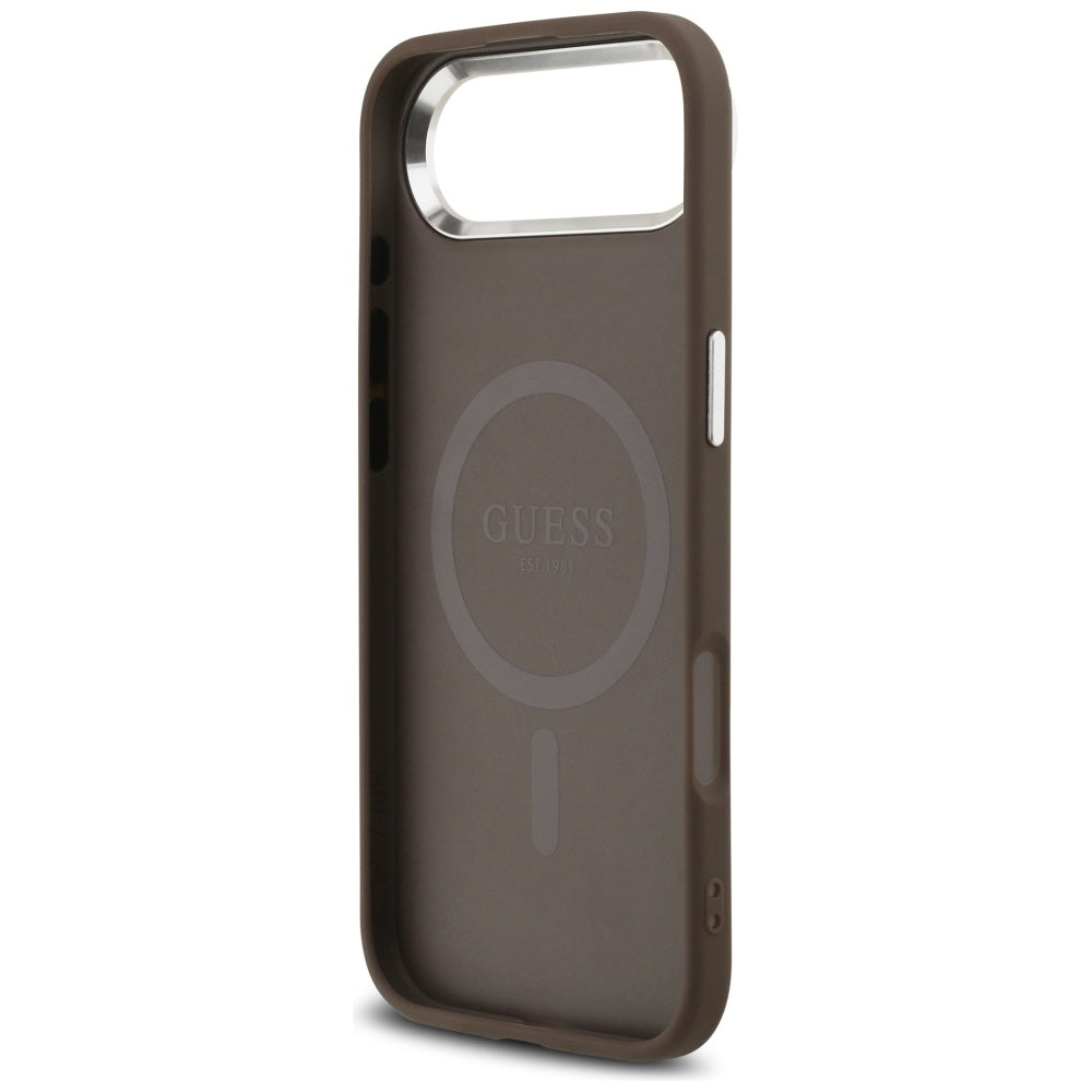 Husa MagSafe za Apple iPhone 17 Air, Guess, 4G Triangle Logo, Smeđe Srebrna