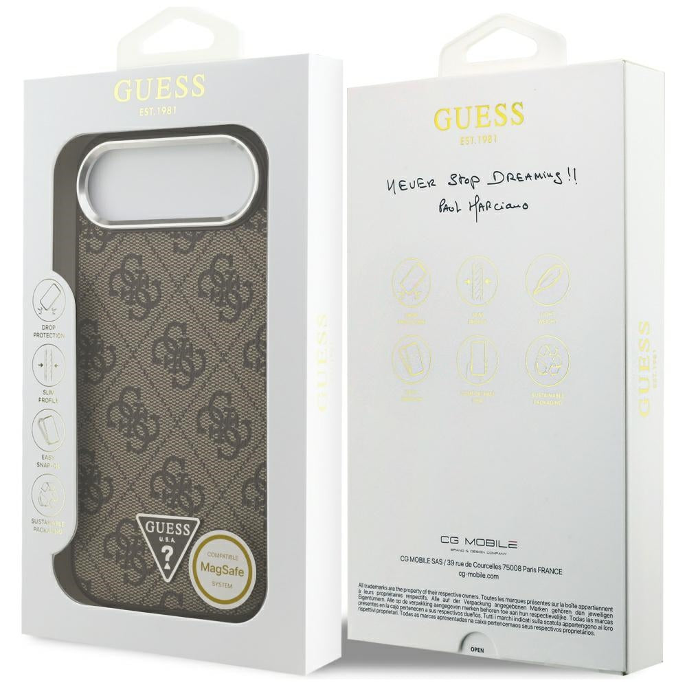 Husa MagSafe za Apple iPhone 17 Air, Guess, 4G Triangle Logo, Smeđe Srebrna