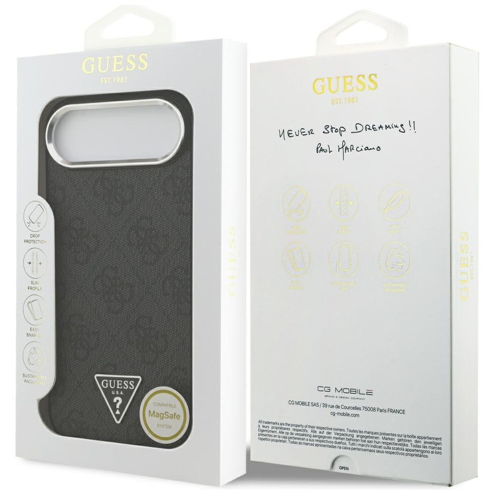 Futrola MagSafe za Apple iPhone 17 Air, Guess, 4G Triangle Logo, Crno Srebrna