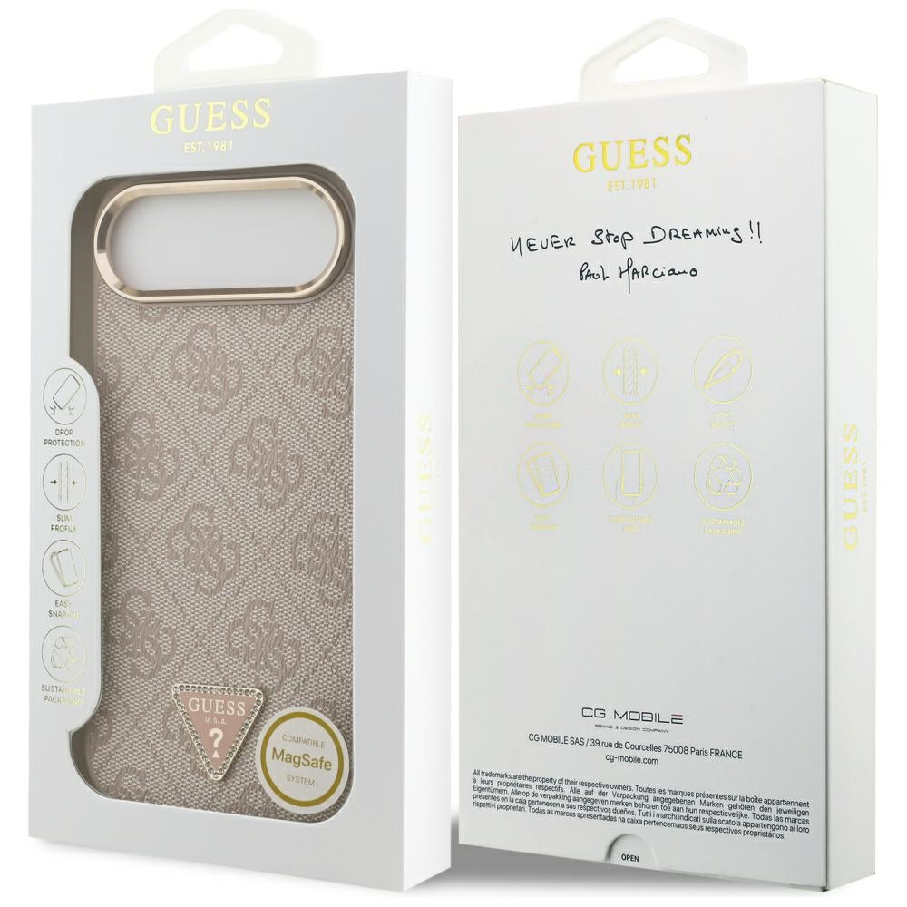 Futrola MagSafe za Apple iPhone 17 Air, Guess, 4G Triangle Logo, Zlatno Roza