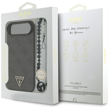 Husa MagSafe za Apple iPhone 17 Air, Guess, 4G Triangle Logo sa kaišem, Crna