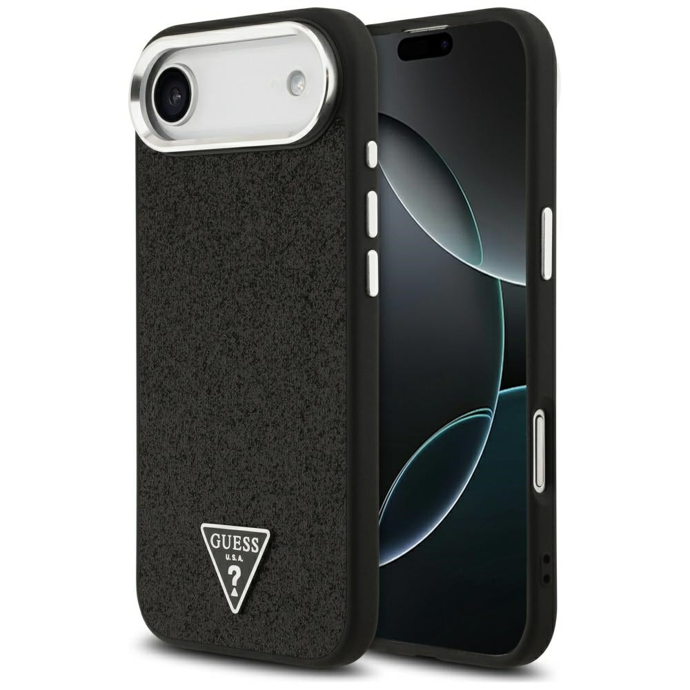 Futrola MagSafe za Apple iPhone 17 Air, Guess, Glitter Triangle Logo, Crna