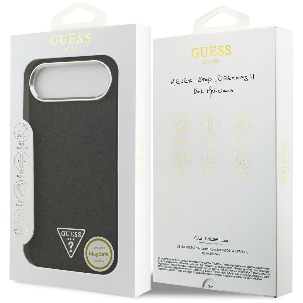 Futrola MagSafe za Apple iPhone 17 Air, Guess, Glitter Triangle Logo, Crna