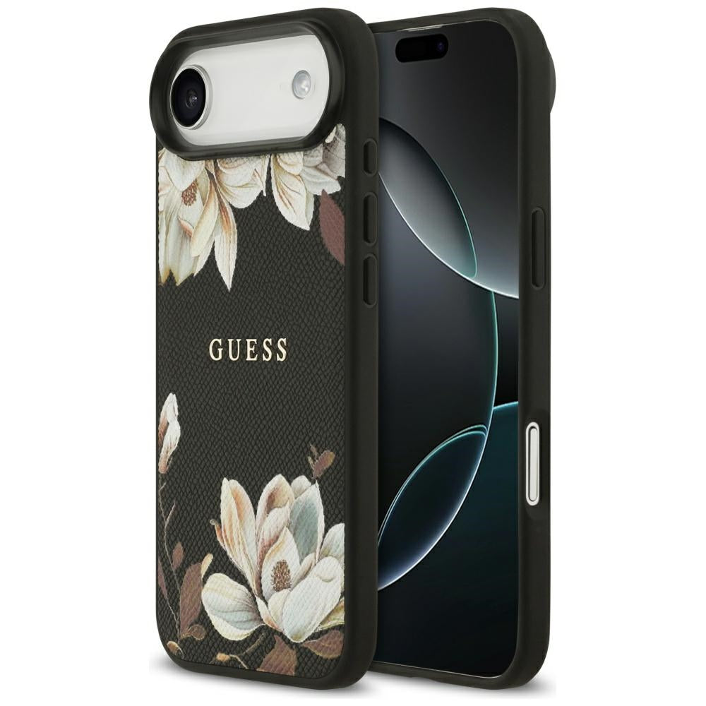 Futrola MagSafe za Apple iPhone 17 Air, Guess, Grained Flowers, Crna