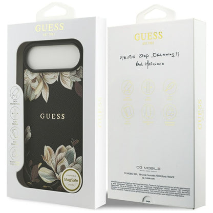 Futrola MagSafe za Apple iPhone 17 Air, Guess, Grained Flowers, Crna