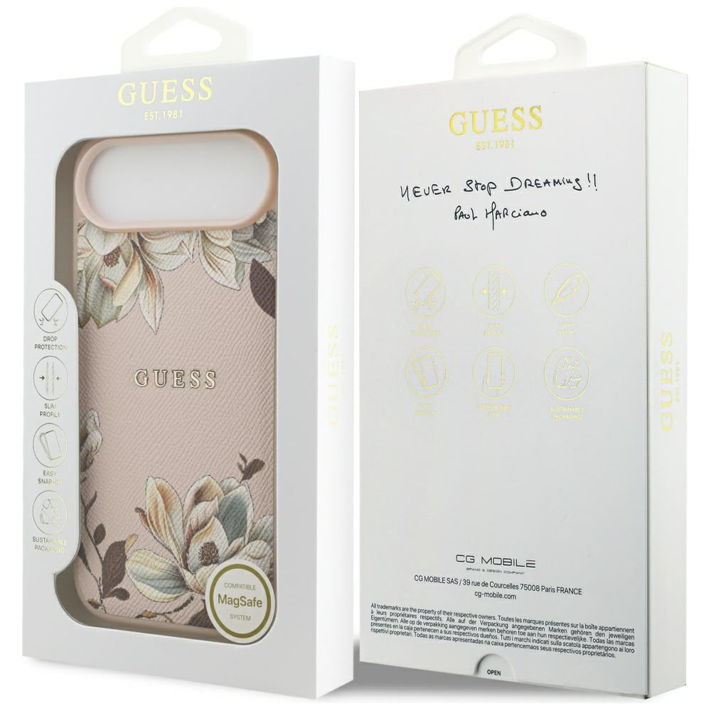 Futrola MagSafe za Apple iPhone 17 Air, Guess, Grained Flowers, Roze
