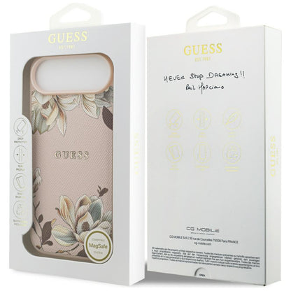 Futrola MagSafe za Apple iPhone 17 Air, Guess, Grained Flowers, Roze