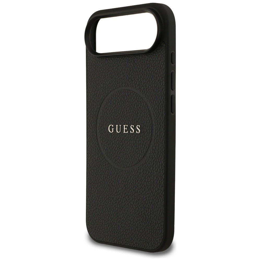 Husa MagSafe za Apple iPhone 17 Air, Guess, Grained Gold Ring, Crna