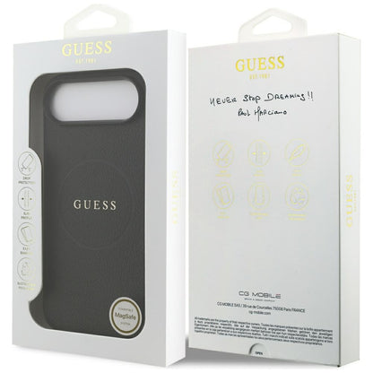 Husa MagSafe za Apple iPhone 17 Air, Guess, Grained Gold Ring, Crna