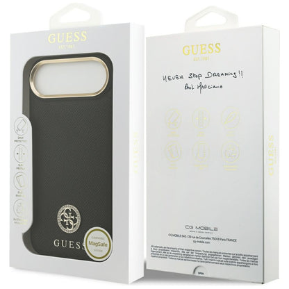 Futrola MagSafe za Apple iPhone 17 Air, Guess, Grained Strass Logo, Crna