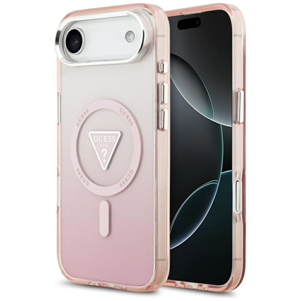 Futrola MagSafe za Apple iPhone 17 Air, Guess, IML Gradient Triangle Logo, Roze