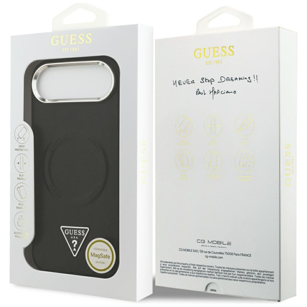 Futrola MagSafe za Apple iPhone 17 Air, Guess, Triangle Logo, Crna Srebrna