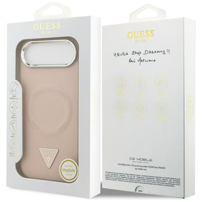 Futrola MagSafe za Apple iPhone 17 Air, Guess, Triangle Logo, Roze Srebrna