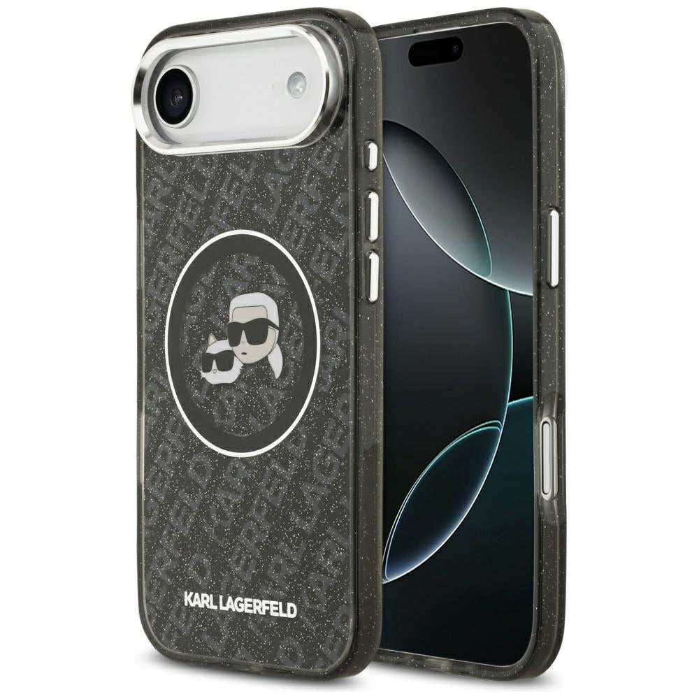 Futrola MagSafe za Apple iPhone 17 Air, Karl Lagerfeld, IML Glitter Karl & Choupette`s Heads, Crna