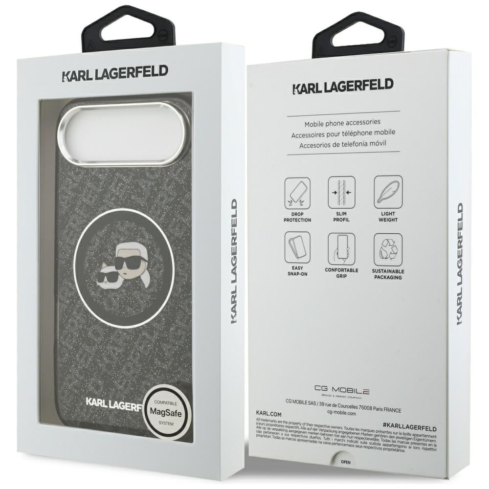Futrola MagSafe za Apple iPhone 17 Air, Karl Lagerfeld, IML Glitter Karl & Choupette`s Heads, Crna