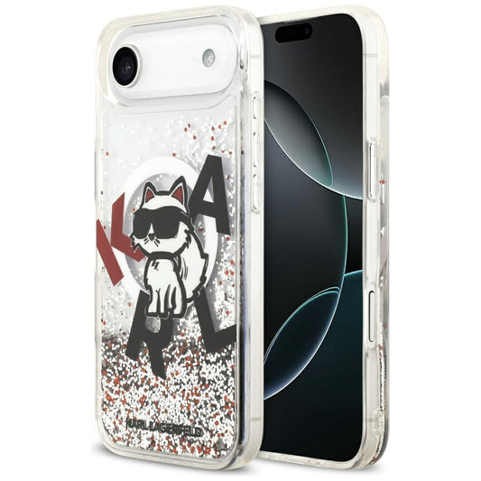 Futrola MagSafe za Apple iPhone 17 Air, Karl Lagerfeld, Liquid Glitter Choupette Logo, Transparentna