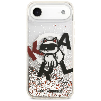 Futrola MagSafe za Apple iPhone 17 Air, Karl Lagerfeld, Liquid Glitter Choupette Logo, Transparentna